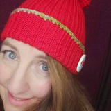 Red Ribbed Hand Knitted Bobble Hat by Shoreline - Parade Handmade West of Ireland