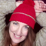 Red Ribbed Hand Knitted Bobble Hat by Shoreline - Parade Handmade Newport Co Mayo