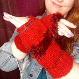 Red and Black Hand Knitted Wrist Warmers by Shoreline - Parade Handmade Wild Atlantic Way