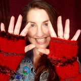 Red and Black Hand Knitted Wrist Warmers by Shoreline - Parade Handmade Newport Co Mayo