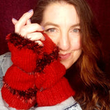 Red and Black Hand Knitted Wrist Warmers by Shoreline - Parade Handmade