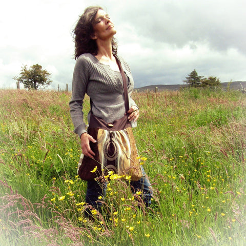 Shoulder Bag. Brown, Orange & Cream, By JaDa Crafts Ireland - Parade Handmade