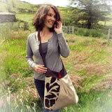 Shoulder Bag. Shades of Brown & Cream. Leaf Pattern, By JaDa Crafts Ireland  - Parade Handmade