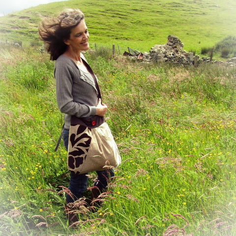 Shoulder Bag. Shades of Brown & Cream. Leaf Pattern, By JaDa Crafts Ireland  - Parade Handmade