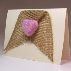 Simple, Hand Felted, 3D Heart Card, by Rubi
