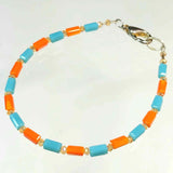 Slim Orange and Turquoise Crystal Bracelet by Lapanda Designs - Parade Handmade