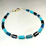 Slim Turquoise and Black Crystal Bracelet by Lapanda Designs - Parade Handmade
