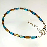 Slim Teal and Gold Crystal Bracelet by Lapanda Designs - Parade Handmade