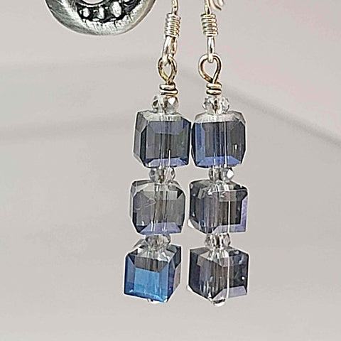 Smokey Blue Crystal Earrings, By Lapanda Designs - Parade Handmade
