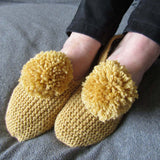 Snug Mustard Hand Knit Slippers, By Shoreline - Parade Handmade
