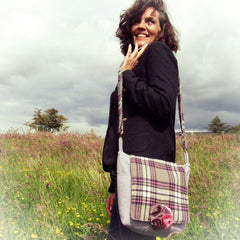 Soft Stylish Shoulder Bag In Pink Grey & Lilac & Funky Lining, By Shoreline