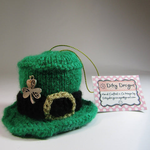 Leprechaun. Hat Knitted With Shamrock, by Ditsy Designs - Parade Handmade