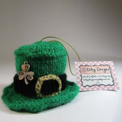 St Patricks Day Leprechaun Hat Knitted With Shamrock, by Ditsy Designs