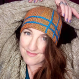 Statement Beanie Hat in Mustard and Blue by Shoreline - Parade Handmade