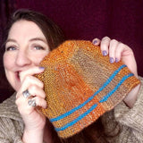 Statement Beanie Hat in Mustard and Blue by Shoreline - Parade Handmade Ireland