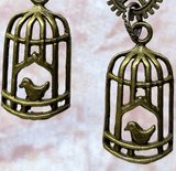 Steampunk Earrings with Cogs and Bird Cages, By Lapanda Designs - Parade Handmade Ireland