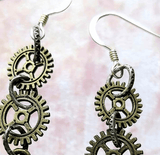 Steampunk Earrings with Cogs and Bird Cages, By Lapanda Designs - Parade Handmade Co Mayo Ireland 