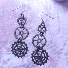 Steampunk Earrings with Cogs and Wheels, By Lapanda Designs