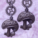 Steampunk Earrings with Mushrooms in Bronze, By Lapanda Designs - Parade Handmade Ireland