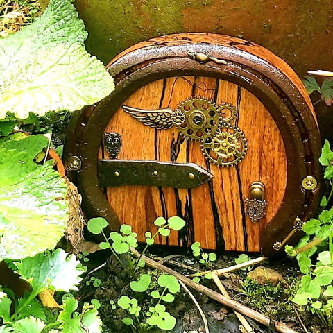 Steampunk Horseshoe Fairy Door with Owl - 14cm x 11.5cm  By Liffey Forge - Parade Handmade Ireland