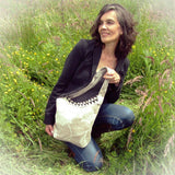 Sturdy Vintage Style Shoulder Bag In Cream and Beige, By Shoreline - Parade Handmade