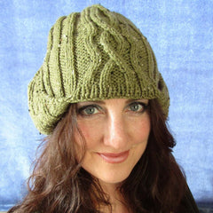 Stylish & Cosy Moss Green Wooly Hat, By Jo's Knits