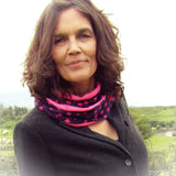 Summer Scarf. Button Fastener. Pink Stars, By JaDa Crafts Ireland - Parade Handmade
