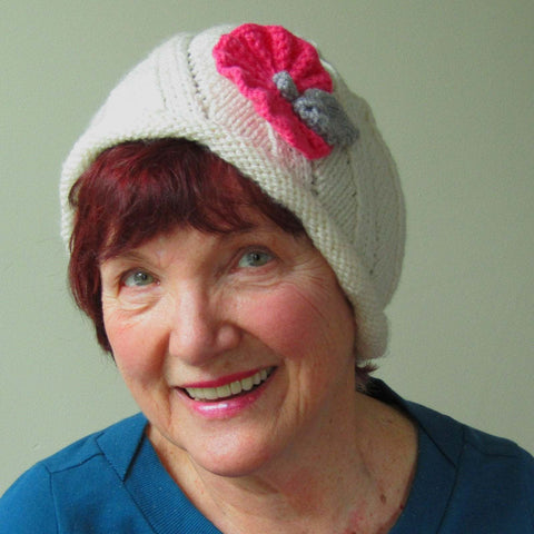 Sweet Wooly Hat With Floral Detail, By Jo's Knits - Parade Handmade