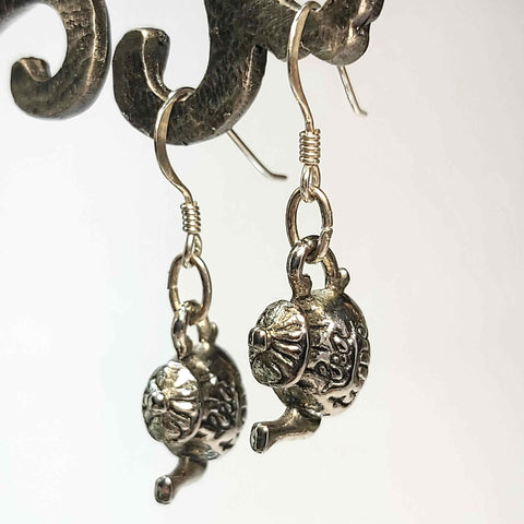Tea Pot Charm Earrings in Silver by Lapanda Designs - Parade Handmade