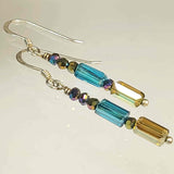 Teal and Gold Crystal Earrings, By Lapanda Designs - Parade Handmade Co Mayo Ireland