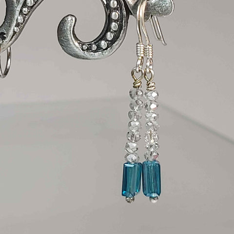 Teal and Silver Crystal Earrings, By Lapanda Designs - Parade Handmade