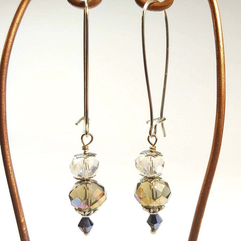 Vintage Style Earring, Drop Topaz Crystal, By Lapanda Designs. Parade-Handmade