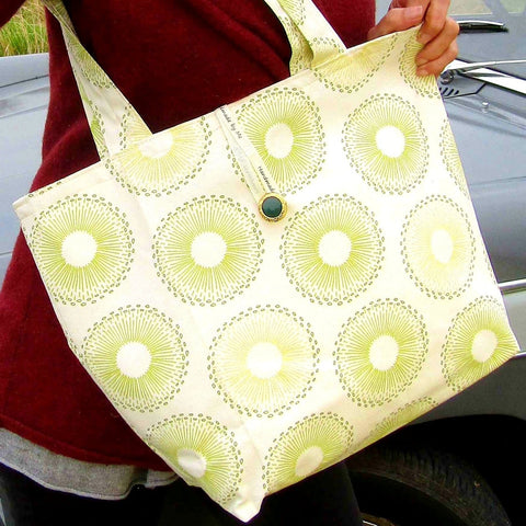 Tote Bag of Sturdy Linen and Lined with Inside Pockets, By Shoreline