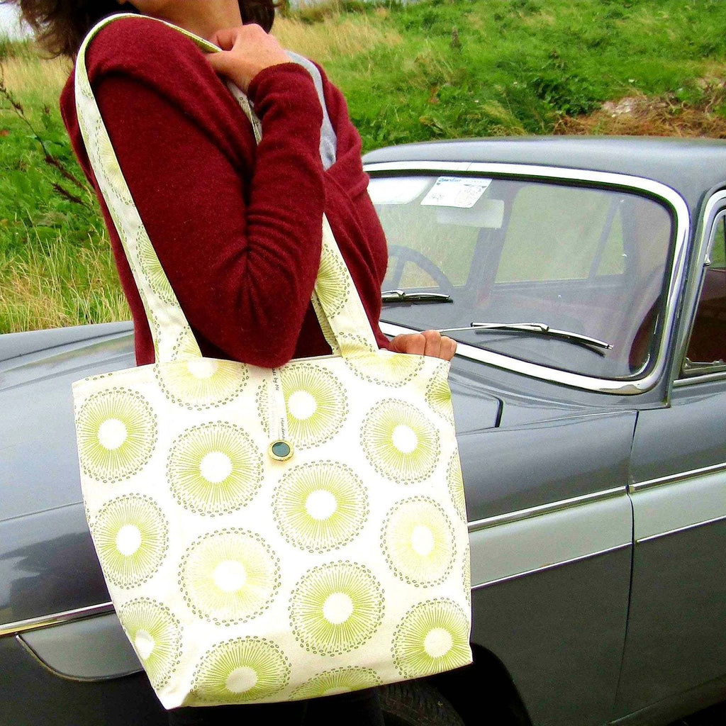 Tote Bag of Sturdy Linen and Lined with Inside Pockets By Shoreline Parade Handmade
