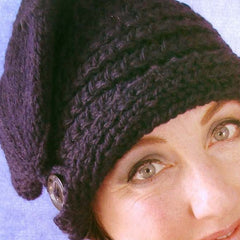 Trendy Versatile Navy Button-Down Hat, By Jo's Knits