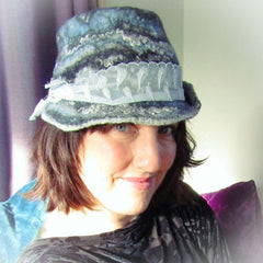 Trilby Felt Hat, Blue, Grey and Black, 56/57cm, By Parade