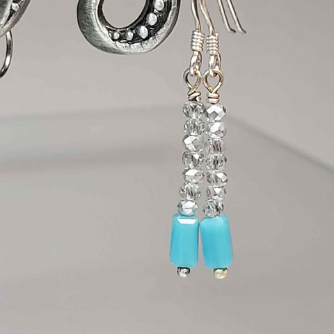 Turquoise and Silver Crystal Earrings, By Lapanda Designs - Parade Handmade Ireland
