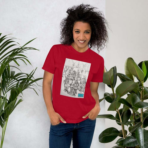 Unisex T-Shirt Red - Cafe Rendezvous - Art and Design By Parade - Parade Handmade
