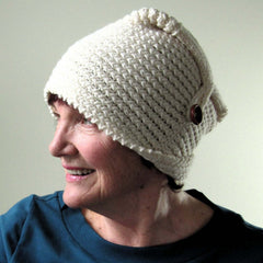Versatile Handknit Woolen Hat In Cream, By Jo's Knits