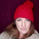 Versatile Red Ribbed Hand Knitted Bobble Hat by Shoreline - Parade Handmade