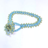 Vintage Style Beaded Bracelet, Turquoise and Lime Glass with Crystals, By Lapanda Designs - Parade Handmade