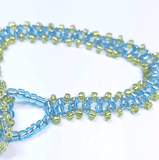 Vintage Style Beaded Bracelet, Turquoise and Lime Glass with Crystals, By Lapanda Designs - Parade Handmade Co Mayo
