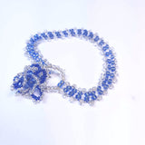 Vintage Style Beaded Bracelet, Blue and Clear with Crystals, By Lapanda Designs - Parade Handmade Ireland