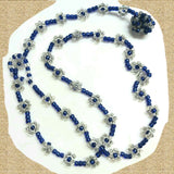 Vintage Style Daisy Necklace In Royal Blue and Clear Glass, By Lapanda Designs - Parade Handmade