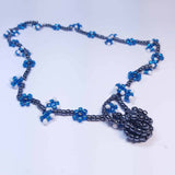 Vintage Style Necklace, 'Blue and White Daisy Lariat', by Lapanda Designs - Parade Handmade Ireland