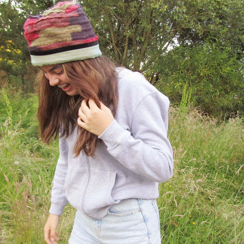 Warm Red Green and Purple Felt Wool Hat, By Parade - Parade Handmade