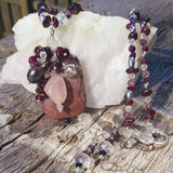 Wild Sea Dream Pendant. Garnet, Rose Quartz and Pearl With Earring Set, By Lapanda Designs - Parade Handmade
