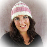 Woolen Hat In Cream & Speckled Dusky Pink, By Shoreline - Parade Handmade