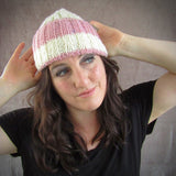 Woolen Hat In Cream & Speckled Dusky Pink, By Shoreline - Parade Handmade