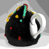 Woolly Black Tea Cosy With Coloured Dots, by Shoreline - Parade Handmade